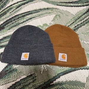 Carhartt Gray and Brown/Tan Winter Beanie Set Hat